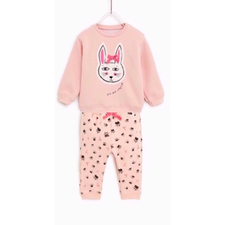 Bộ nỉ zara thỏ hồng dành cho bé gái