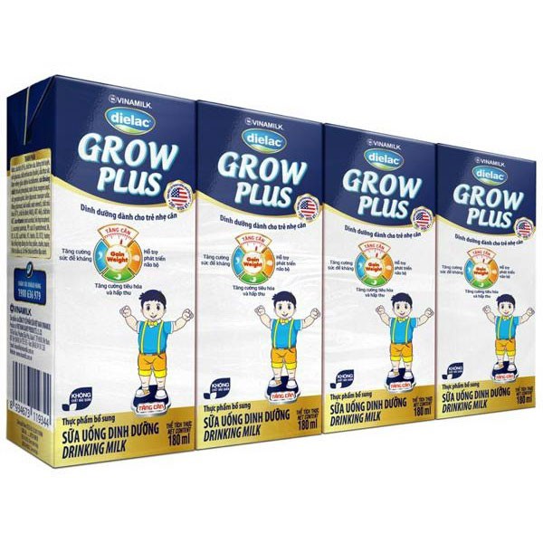 Sữa Dielac Grow Plus Màu Xanh, 180ml