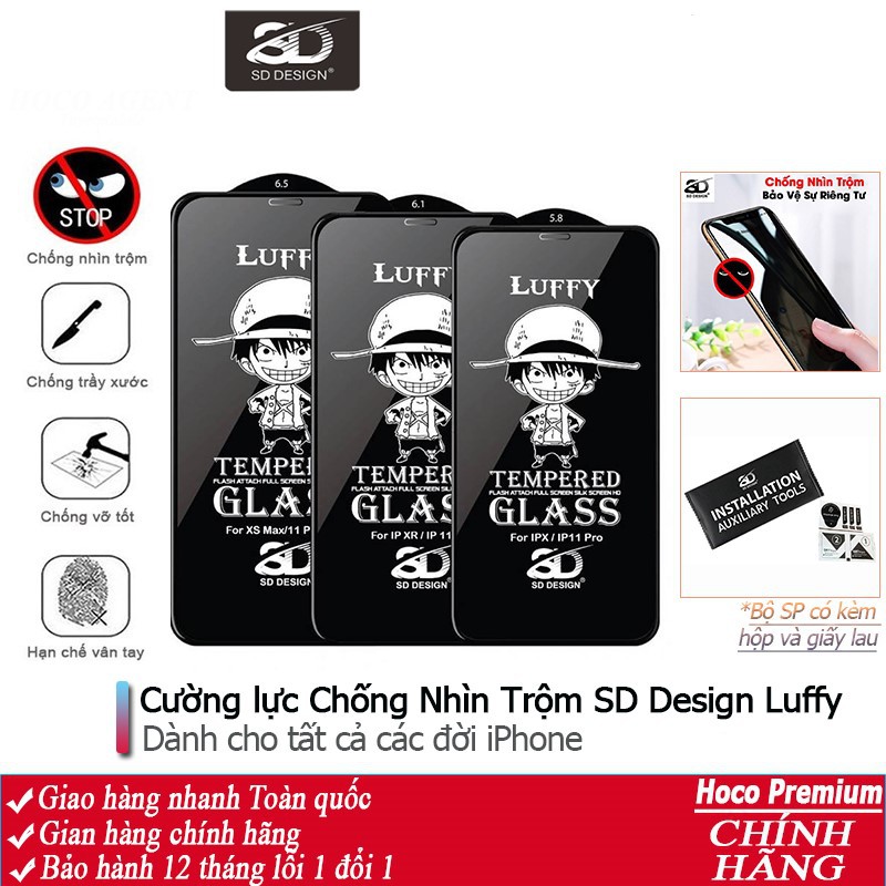 Kính cường lực SD chống nhìn trộm full dòng iPhone - Chính hãng