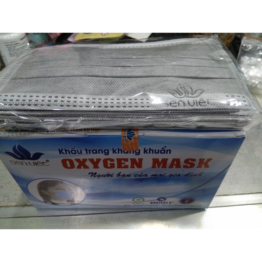 Khẩu Trang OxyGen Mask Sen Việt 4 Lớp Than Hoạt Tính | Hộp 50 Cái.