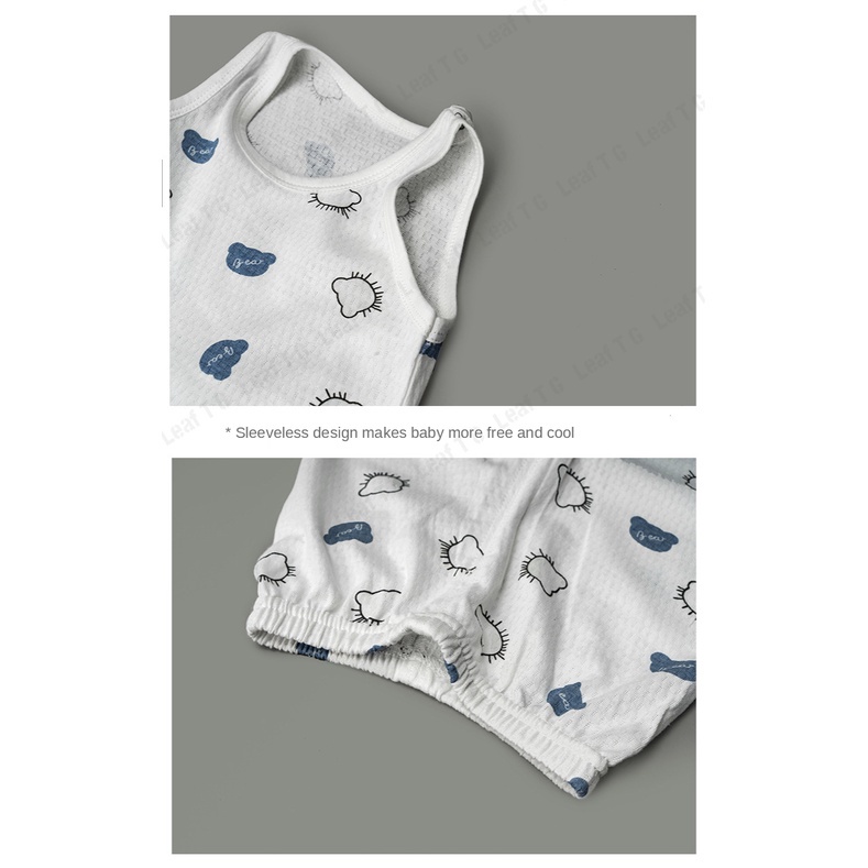 Set Đồ Ngủ Áo Không Tay + Quần Short Họa Tiết Hoạt Hình Cho Bé 0-36 Tháng