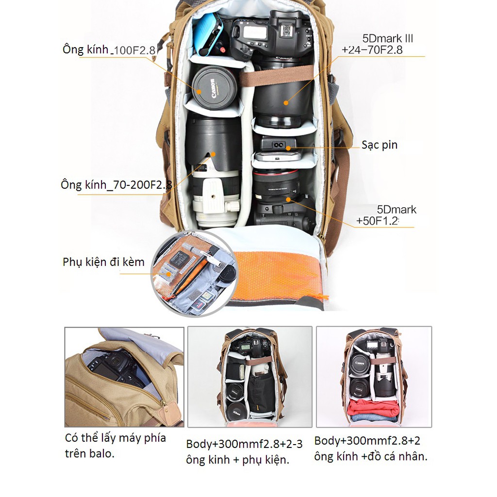 Balo máy ảnh cap cấp Winer Rover 65.