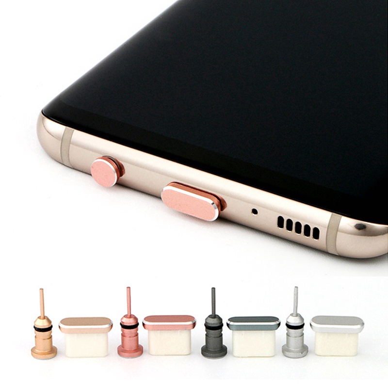 Bộ Nút Cắm Chống Bụi Cổng Sạc USB Type-C 3.5mm Bằng Hợp Kim Cho Điện Thoại