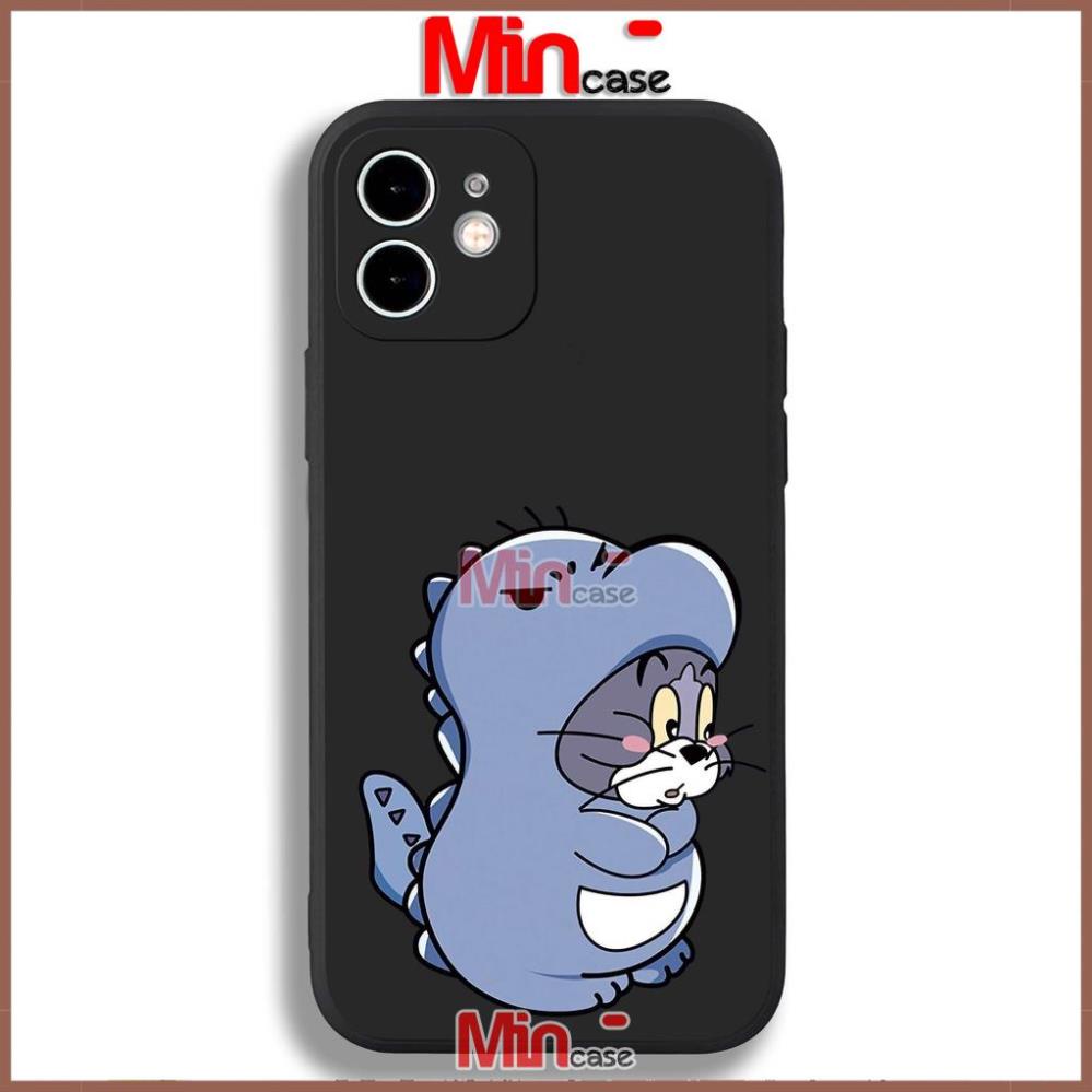 Ốp lưng iphone 6/6s/7/8/X/XS/Xr/11/12/13 Pro Plus Max Cạnh viền vuông silicon mềm dẻo hình tom jerry cute dễ thương đẹp