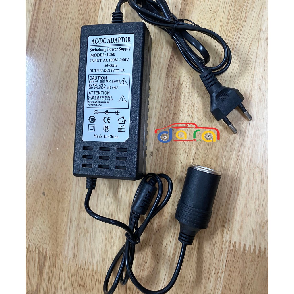 Bộ nguồn chuyển điện 220V thành điện tẩu 12V cho xe ô tô