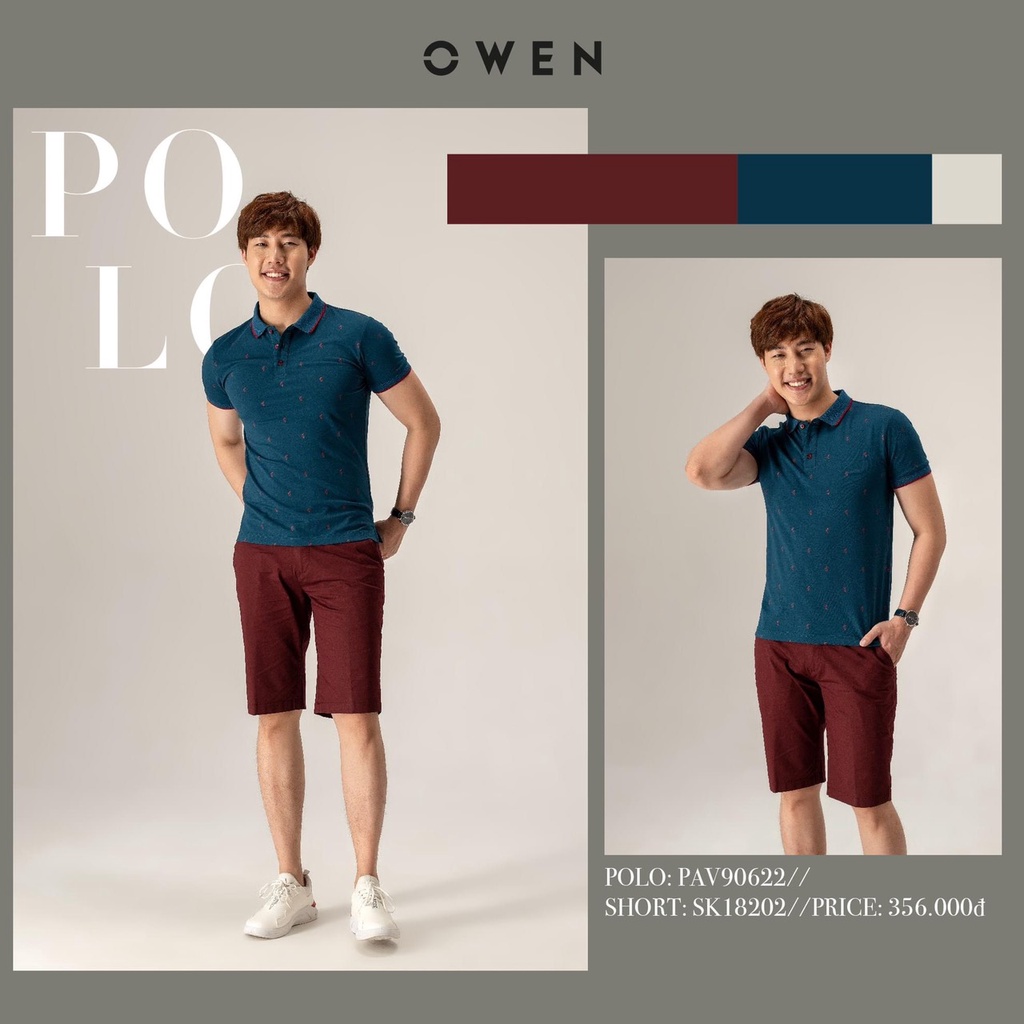 OWEN - Quần short Khaki nam Owen màu đỏ đô 18202 - Quần sooc kaki nam