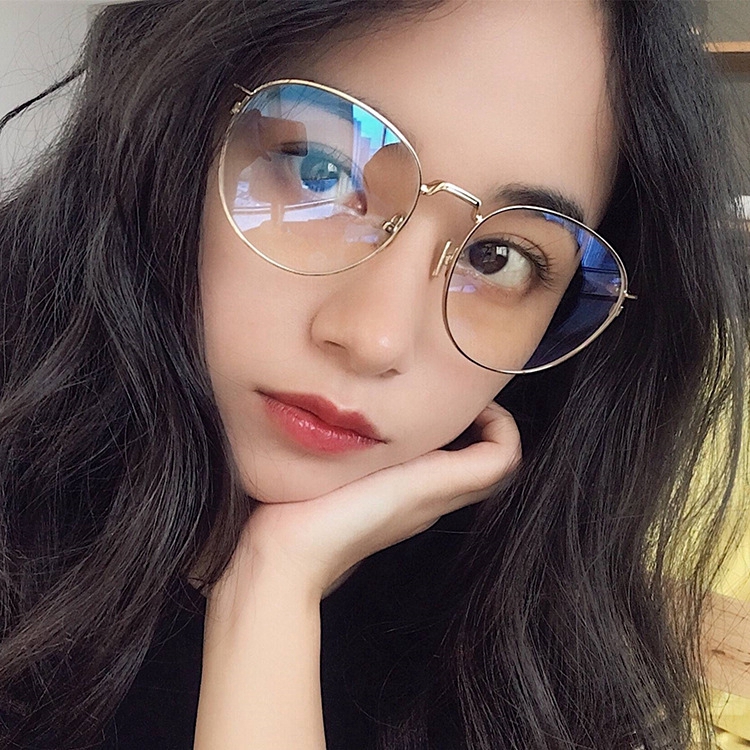 Men's glasses frame retro round edge blue frame glasses anti-blue light fashion flat glasses | BigBuy360 - bigbuy360.vn