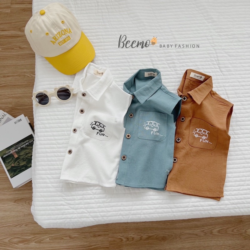 Áo sơ mi đũi Tank Top bé trai-MS58