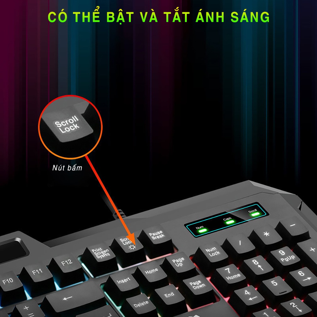 Bàn phím máy tính gaming YINDIAO R290 có dây đèn led RGB thiết kế công thái học phù hợp chơi game và làm việc văn phòng