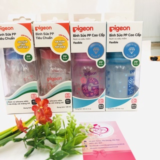 Bình sữa pigeon cổ hẹp pp tiêu chuẩn/pp cao cấp 120ml dành cho bé 0-3m