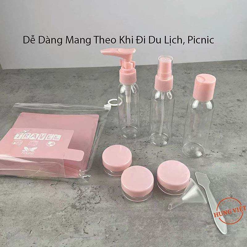 Bộ 7 Món Chiết Mỹ Phẩm Bằng Nhựa PE Kèm Túi Đựng Gọn Nhẹ, Dễ Dàng Mang Theo Khi Đi Du Lịch, Picnic [BO CHIET MY PHAM]