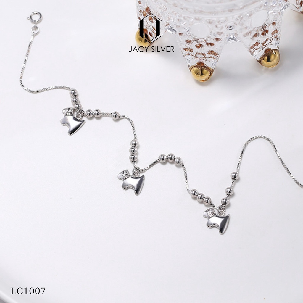 Lắc Chân Bạc 925 Lucky Dog, Vòng Chân Bạc Ý Cho Nữ Jacy Silver LC1007