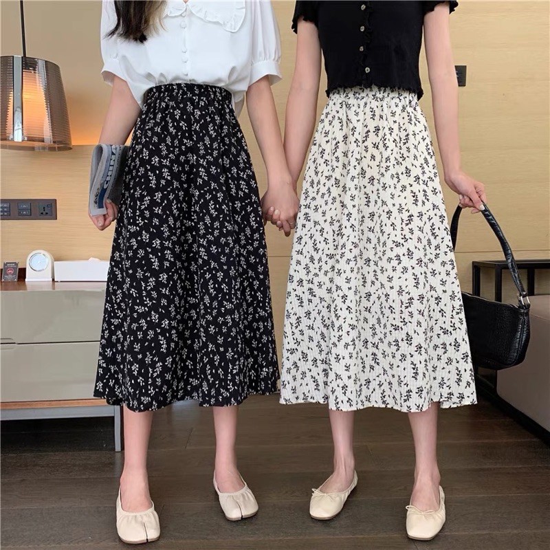 [ảnh thật/video] Chân váy vintage hoạ tiết hoa nhí dài dáng xoè hàng quảng châu cao cấp | BigBuy360 - bigbuy360.vn