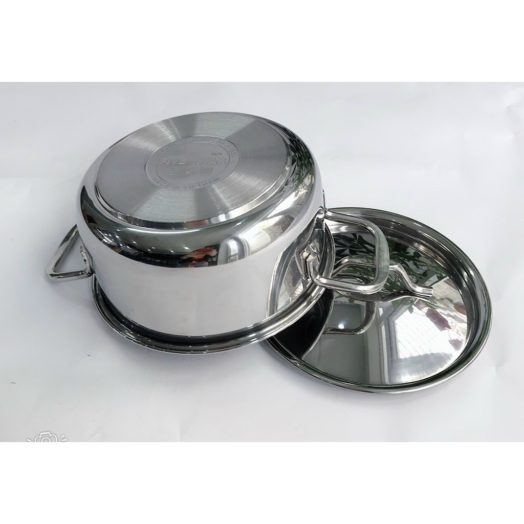 Nồi inox 3 đáy nắp inox FIVESTAR 18 CM - SANDWICH BẢO HÀNH 2 NĂM [ NẤU ĐƯỢC TẤT CẢ CÁC LOAI BẾP]