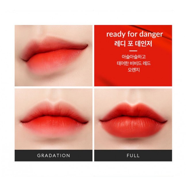 Son kem lì Dare Missha Cam Tươi  Lip Tint Moist Velvet - Ready For Danger