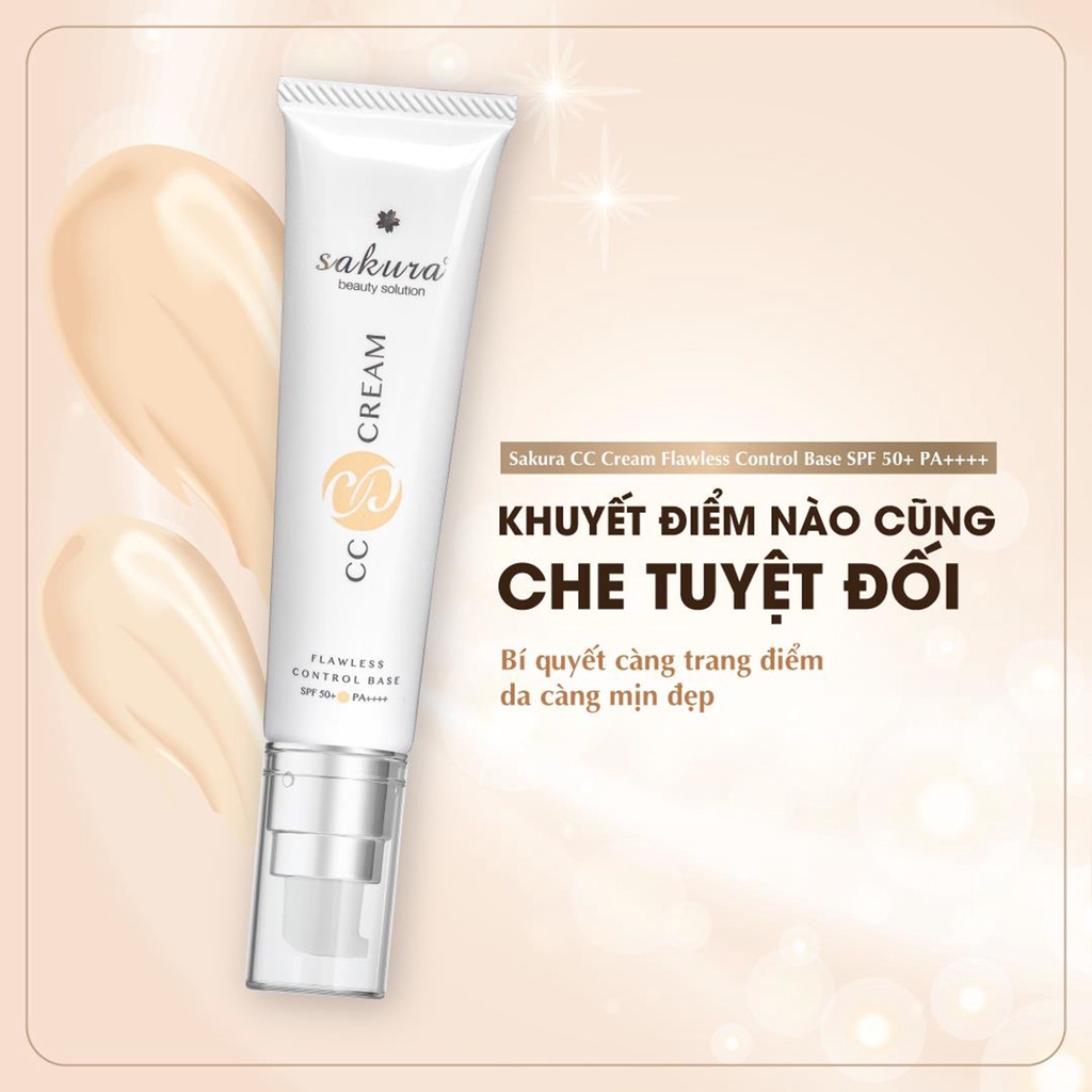 Kem trang điểm, chống nắng đa năng Sakura CC Cream Flawless Control Base SPF50+ PA++++ 40ml
