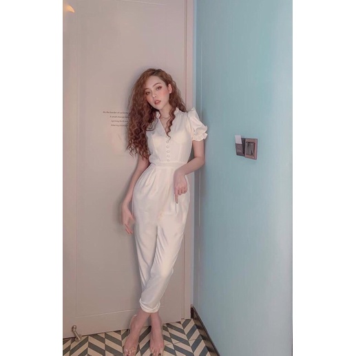 JUMSUIT DÀI NHÚN BÈO BỌC NÚT TÔN DÁNG, SANG ĐẸP