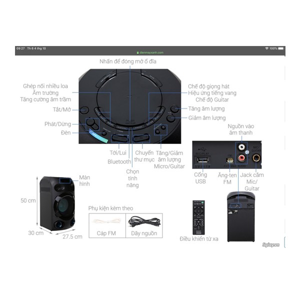 Sony Chính Hãng - New 100% - Dàn âm thanh Hifi Sony MHC-V02