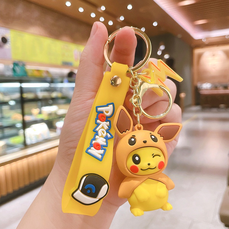 Móc khóa Pokemon đội mũ phong cách điệu đà đáng yêu, móc khóa xe máy Pikachu và Vịt Ngốc Nghếch chuẩn Hot Trend Tik Tok