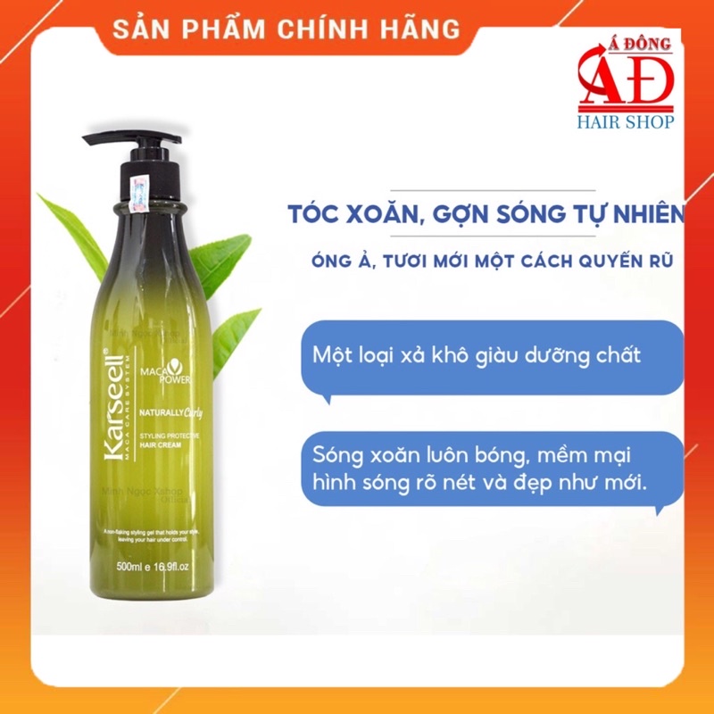 [Tặng mũ trùm] Gel bóp tóc uốn xoăn Karseell Naturally Curly (gel mềm) 500ml