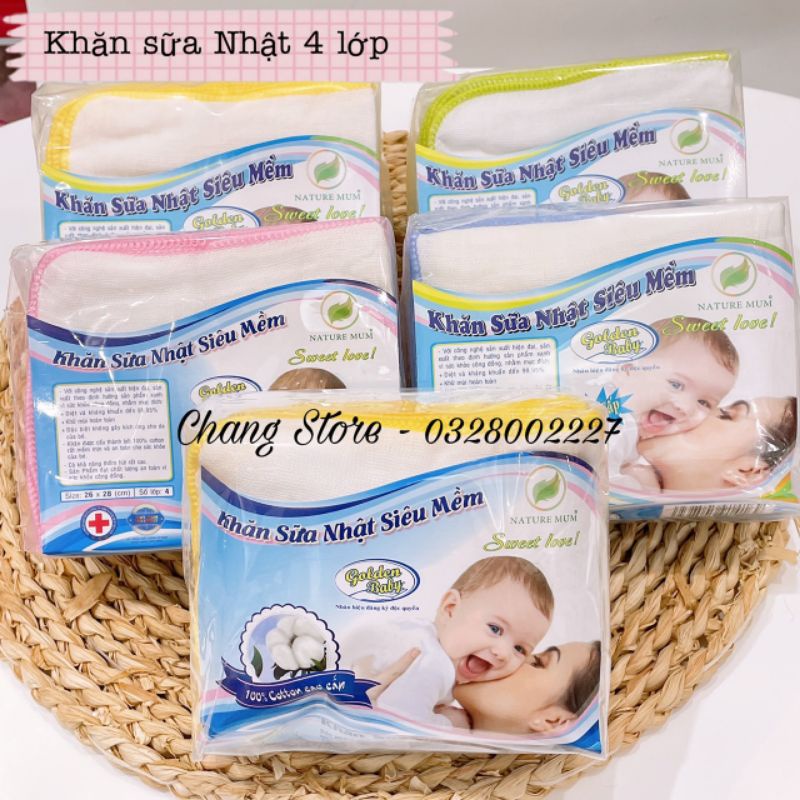 [COMBO 10 CÁI]  KHĂN SỮA XÔ NHẬT 4 LỚP Natural