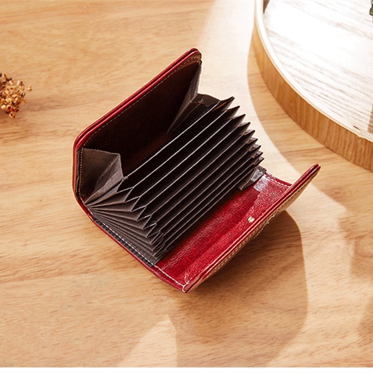 Ví Da Sáp Dầu Phong Cách Vintage Nhiều Ngăn Đựng Thẻ Mini Cho Nam Nữ