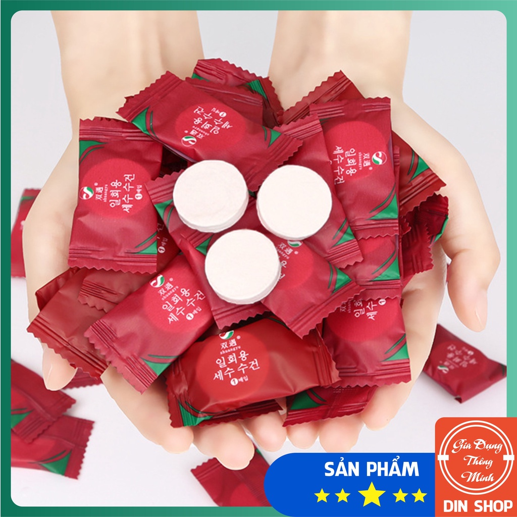Khăn giấy nén hình viên kẹo đa năng 💝GÓC CHỊ EM💝 Khăn đa năng nén dùng 1 lần dùng đi lịch đi chơi xa rất tiện lợi