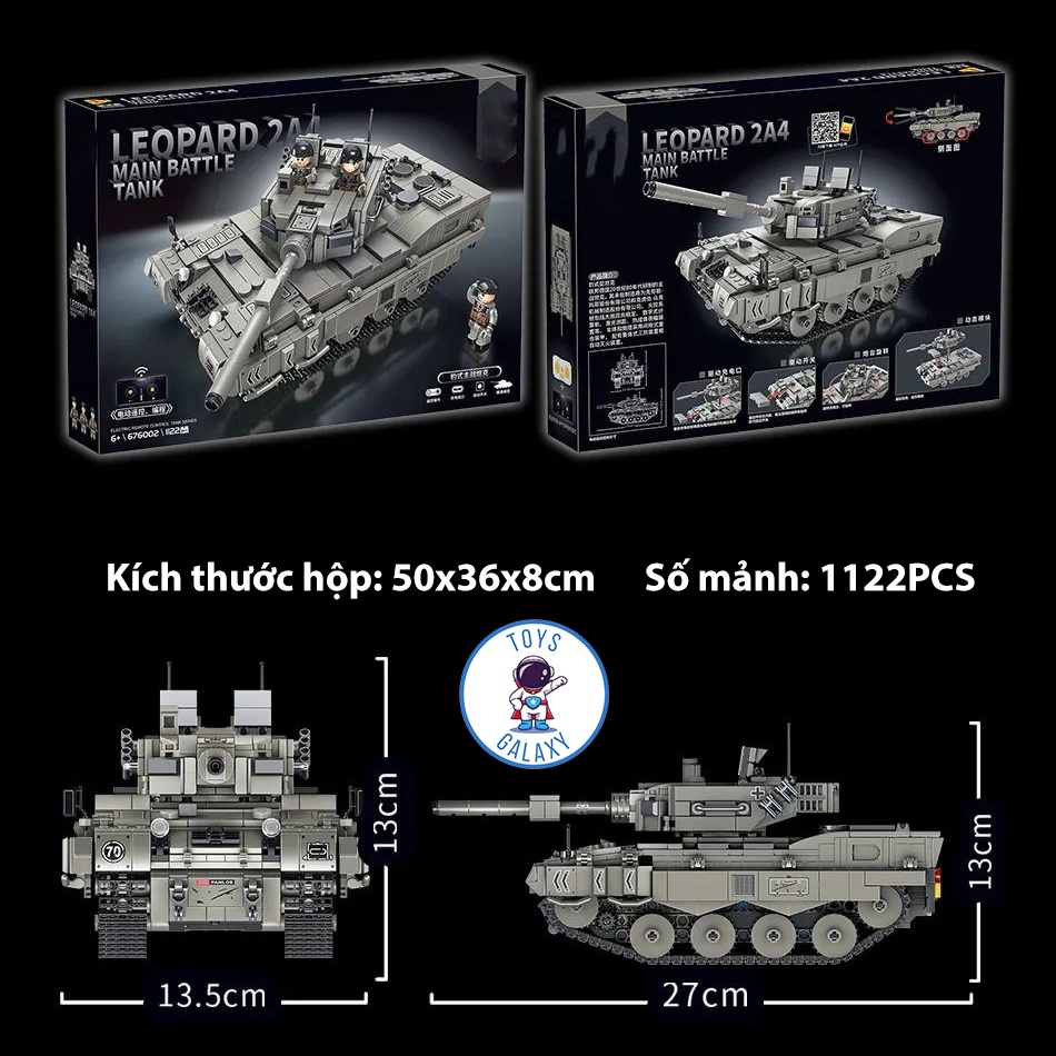 Đồ Chơi Lắp Ráp Mô Hình Điều Khiển Từ Xa RC Xe Tăng Leopard 2A4 / Tiger / Type 99 / T90 676002