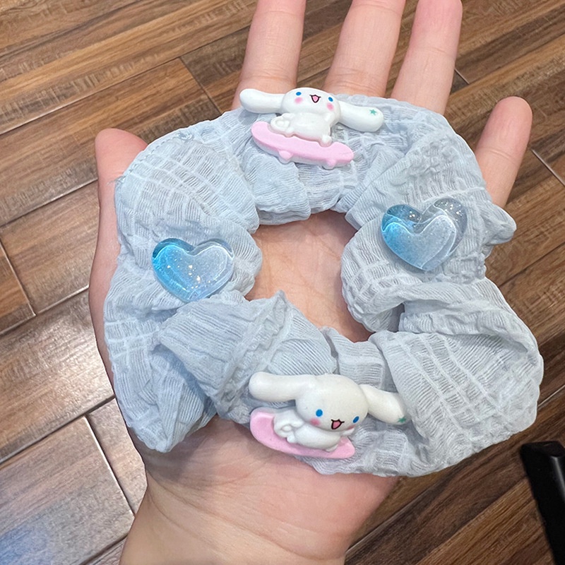 Dây Cột Tóc Hình Thỏ Họa Tiết Sọc Caro Ngọt Ngào Cho Bé Gái