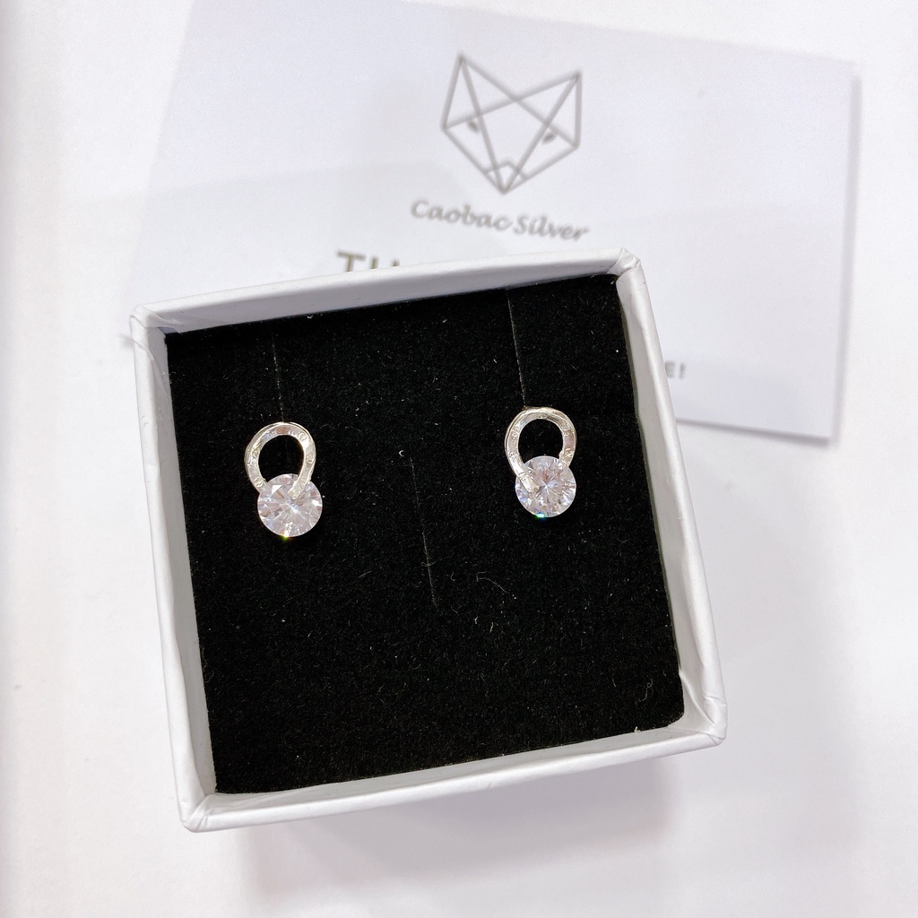 Khuyên Tai Nữ Bạc Ta CaoBac Silver Nụ Bạc Đơn Giản Sang Chảnh Hình Ổ Đá Giọt Nước Dịu Dàng Hợp Làm Quà Tặng Lịch Sự