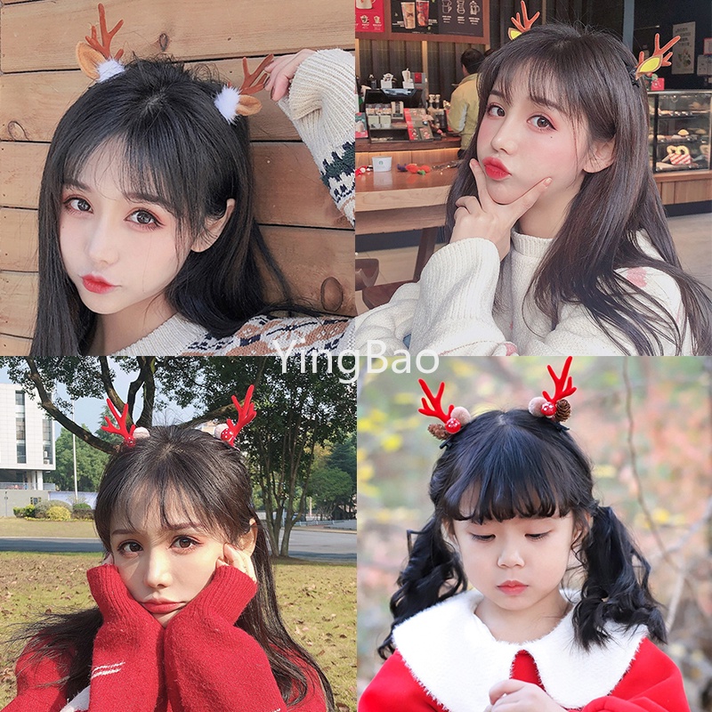 1 Cặp Kẹp Tóc Hình Sừng Hươu Giáng Sinh