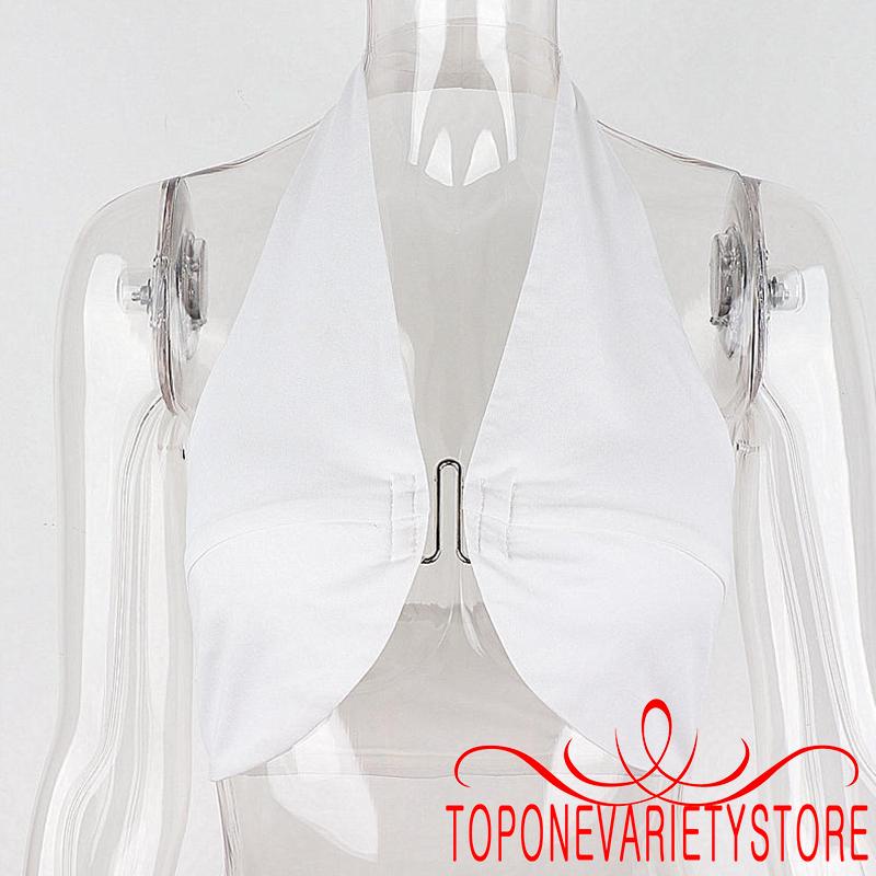 Áo Croptop Hai Dây Hở Lưng Màu Trơn Thời Trang Mùa Hè Cho Nữ