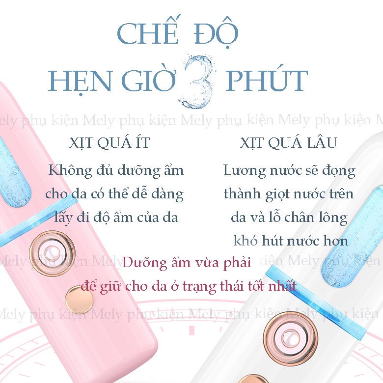 Máy Phun Sương Cầm Tay Tạo Ẩm Nano , khuếch tán tinh dầu, Máy Xông Mặt Mini màu hồng , trắng cao cấp