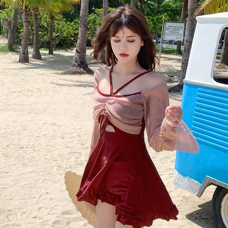 Áo tắm một mảnh hở vai phong cách Hàn Quốc quyến rũ 2021 dành cho nữ.my7.1💋