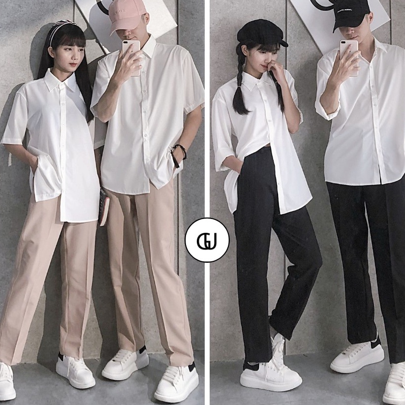 Áo sơ mi nam nữ ngắn tay Form dáng rộng, vải lụa thái mềm mịn thích hợp cho đi học, đi làm, đi chơi