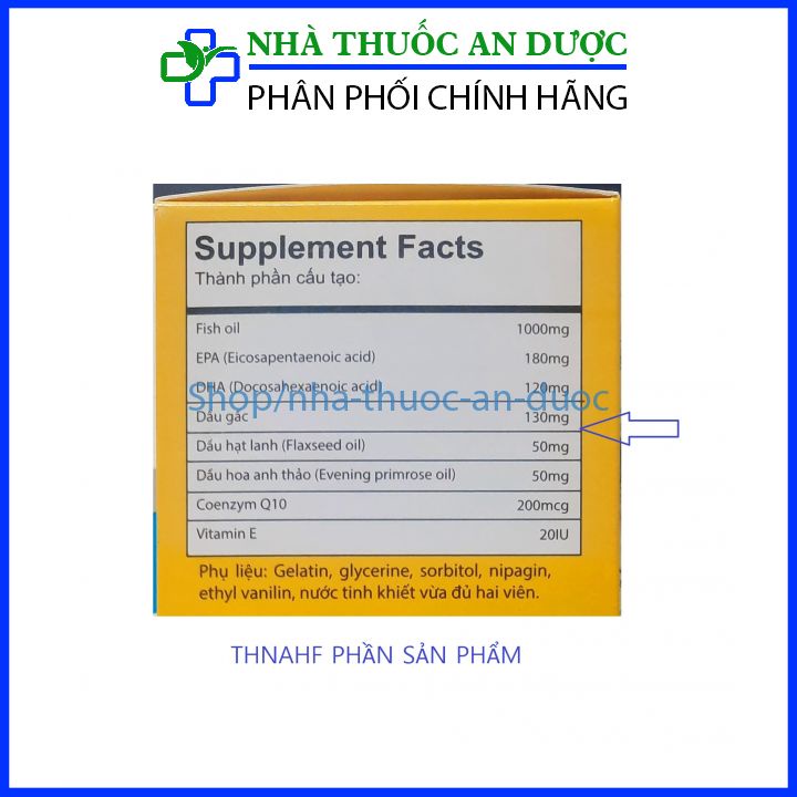 Viên dầu Cá Omega 369 1000mg tăng cường thị lực, sáng mắt, bổ não, giảm nguy cơ bệnh tim mạch – Hộp 60viên