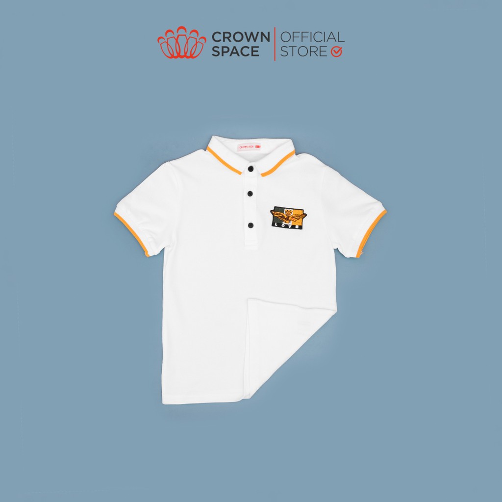 Áo Phông Bé Trai Có Cổ Màu Xanh Crown Kids Fashion CKBS2110702.BL TShirt Vải Cotton Thoáng Mát Từ Size 4-9