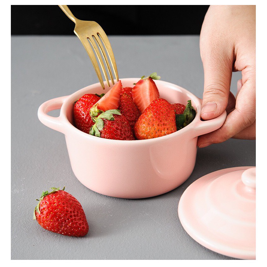 Tô sứ mini có nắp đựng đồ ăn dặm chưng yến, ăn súp 7 màu