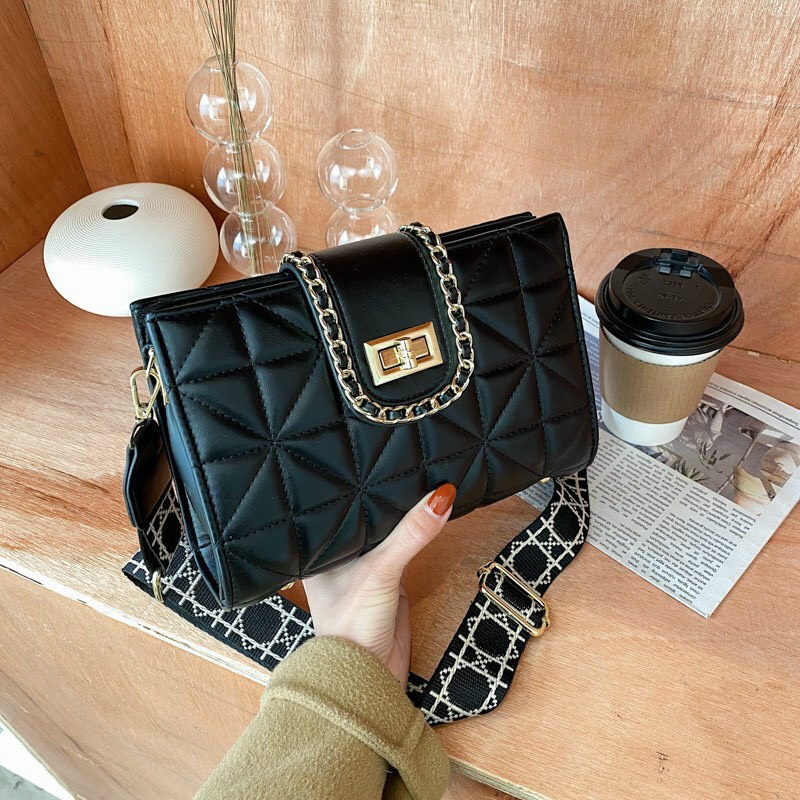 Túi xách đeo chéo nữ đeo vai 2 khóa nhiều ngăn da mềm dây bản to trẻ trung thời trang rẻ đẹp TIMISTOREHN TN060