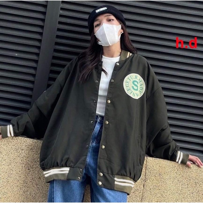 Áo khoác bomber S xanh HD12