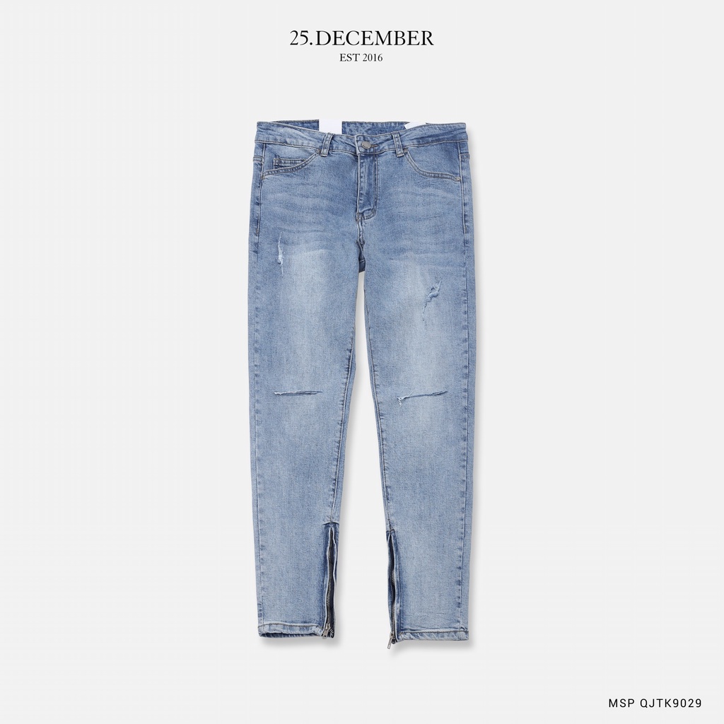 Quần Jean khóa zip rách gối chất đẹp - Thương hiệu 25.December mã QJTK9029