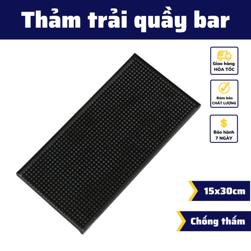 Thảm trải bar cao su 15x30cm tấm lót chống rỉ nước 3 size pha Espresso cafe rang xay thảm lót quầy pha chế