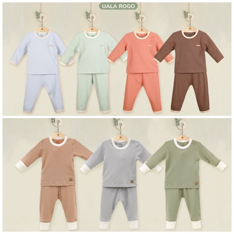 Bộ dài tay cho bé trai/ bé gái Ualarogo 6 tháng - 4 tuổi vải cotton thu đông mềm thấm hút
