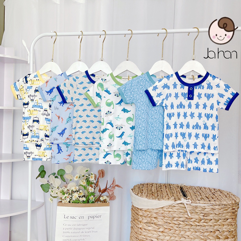 [MÀU NGẪU NHIÊN] Combo 4Bộ Cộc Tay Cho Bé Trai, Bé Gái Minky Mom Vải Cotton Borip Động Vật, Đồ Bộ Cho Bé Mặc Nhà MKM2212
