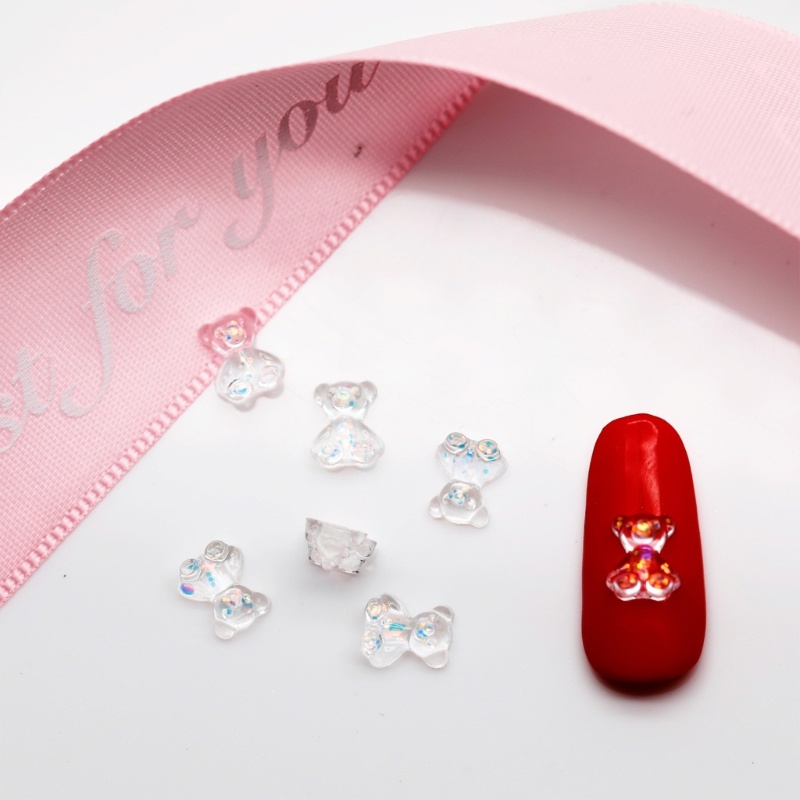 Set 200 Phụ Kiện Trang Trí Móng Tay Nghệ Thuật Hình Gấu Gummy Dễ Thương