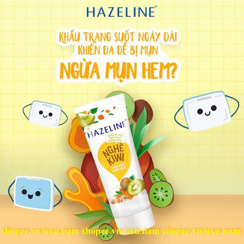 Sữa Rửa Mặt Nữ 50G Hazeline Nghệ Kiwi Ngừa Mụn Sáng Da Chính Hãng.