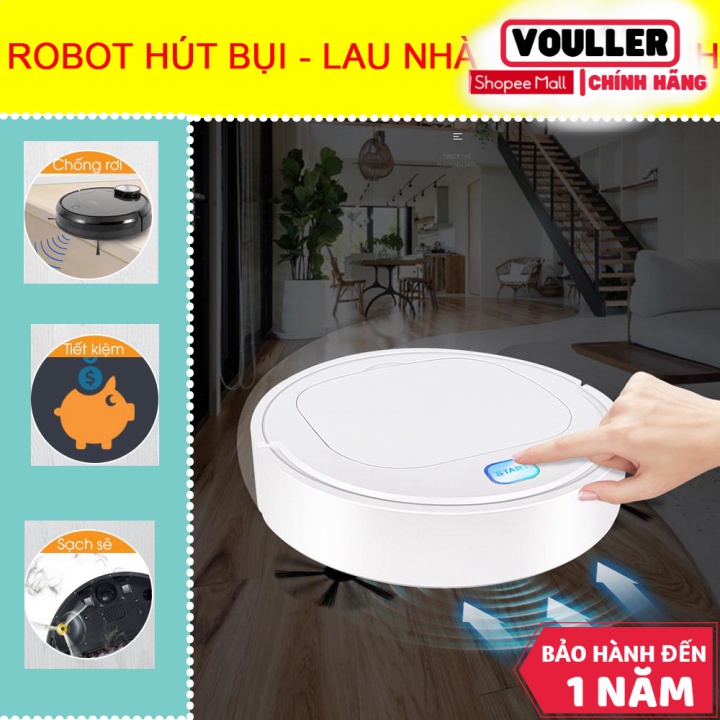 Máy Hút Bụi Vouller Tự Động, Robot Dọn Nhà, Máy Hút Bụi Lau Nhà.Robot Hút Bụi Thông Minh 3 In 1