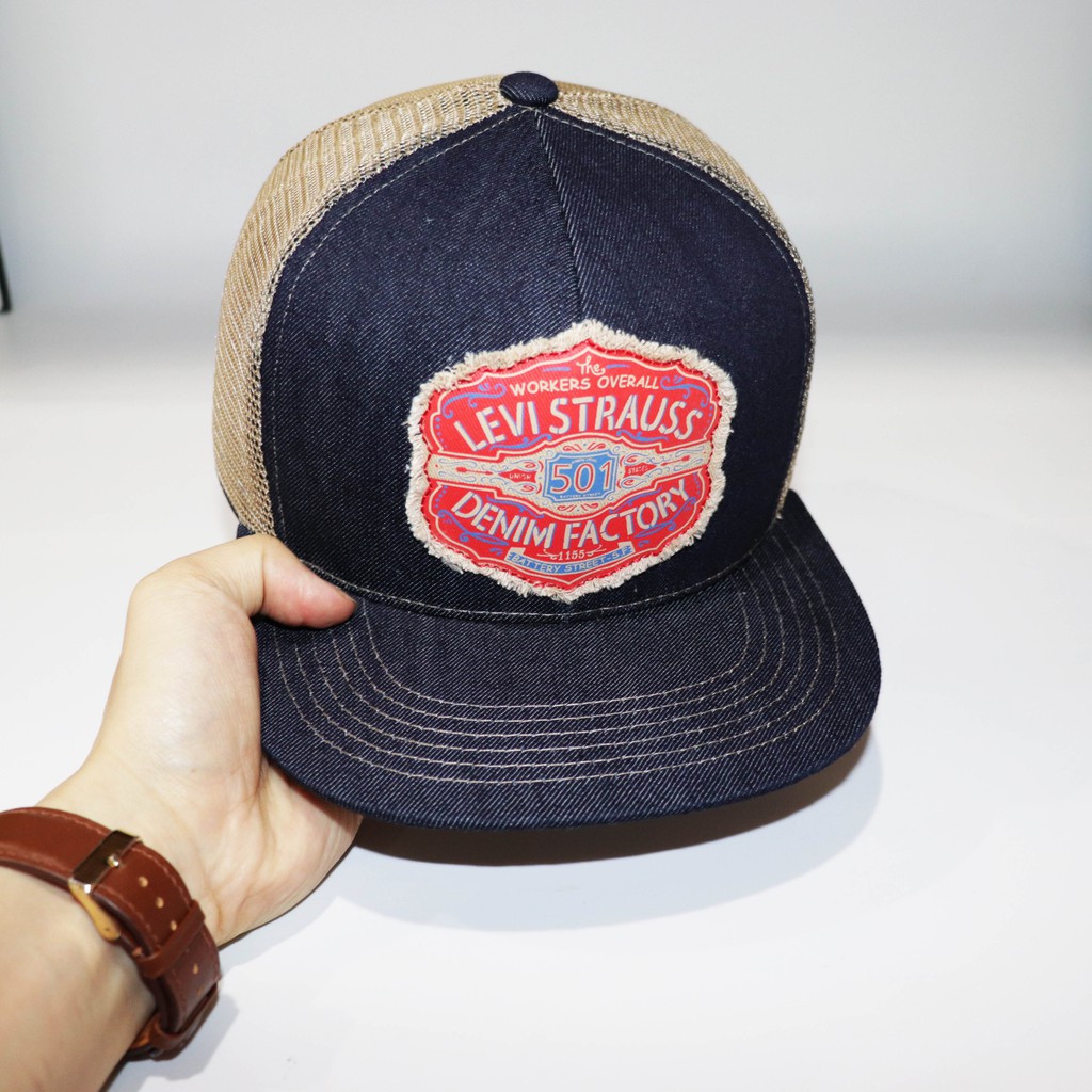 Mũ Snapback nam nữ Jean LEVI lưới thời trang, dày dặn, freesize, chuẩn form thoáng khí năng động tiện lợi