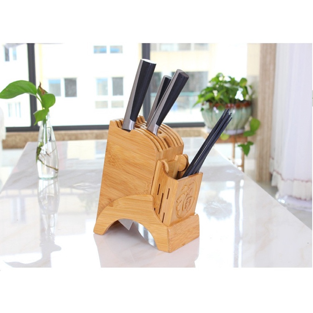 Hộp đựng dao kéo thìa đũa gỗ tre tự nhiên để bàn giá cắm dao giúp nhanh khô ráo nhanh hơn chống ẩm mốc MACONE