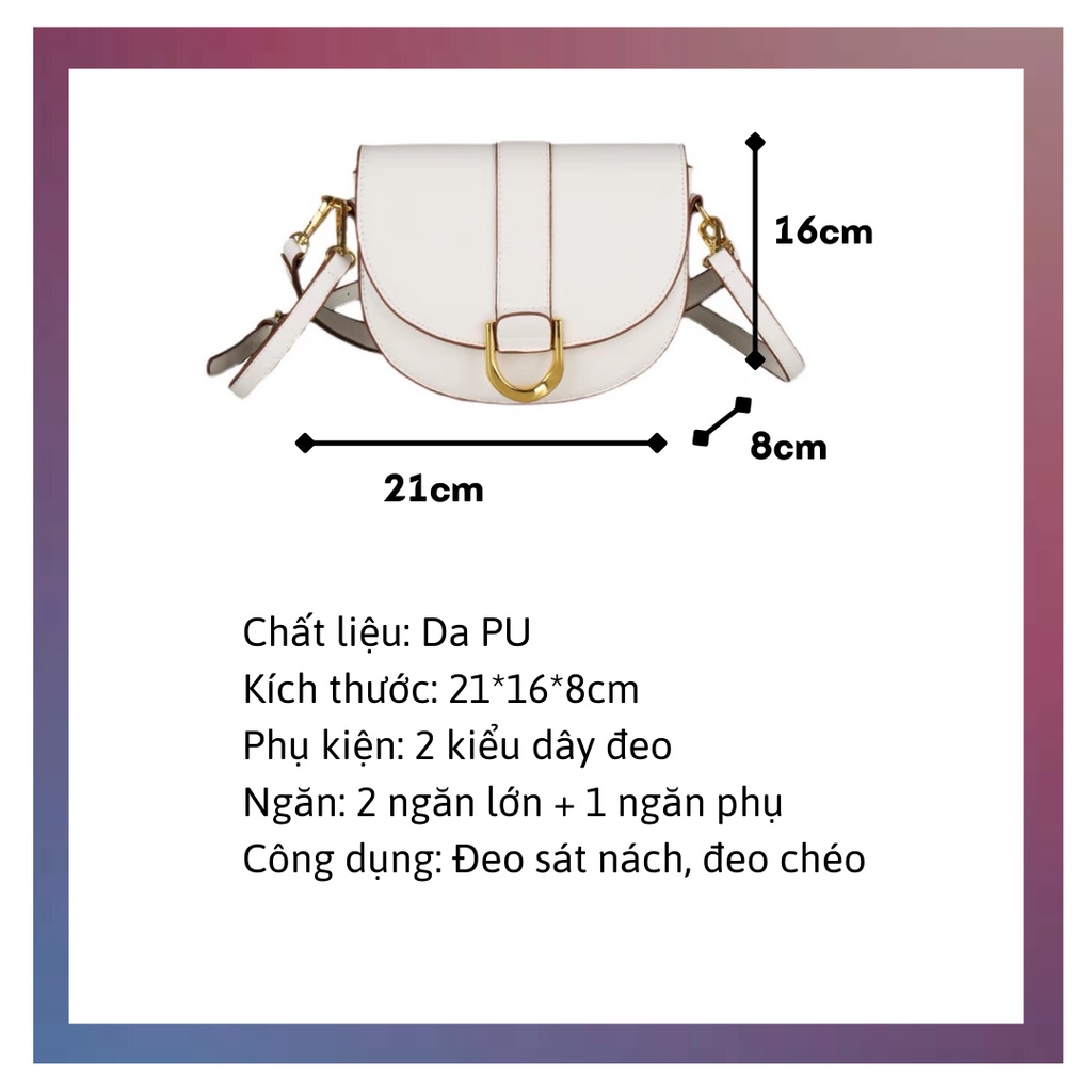 Túi xách nữ đeo chéo đeo vai, Túi xách trăng khuyết hình yên ngựa - JULIE 106